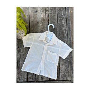Cucci Bebe Gauze Button Up Shirt 100% Cotton Beige Sheer Sz 12 Months